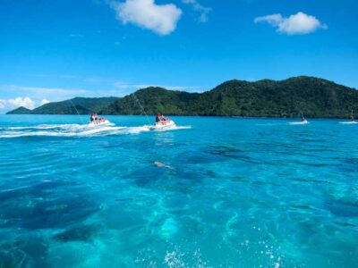 Cruising towards the island