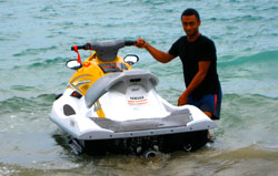 A young rider on a Jetski-Safari watercraft