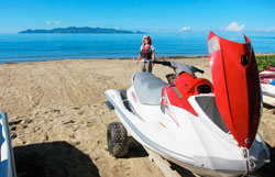 Jetski-Safari watercraft moored off the beach